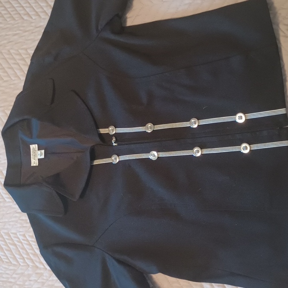 St. John‎ Sport Womens Short Sleeve Stretch Twill Full Zip Black Jacket Size Med